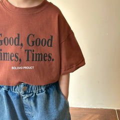 2024 Summer Fashion Loose Girl Children Letter Print T-shirt Boy Baby Cotton Short Sleeve Tees Kid Casual Tops Toddler Clothes