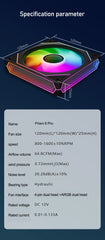 مروحة تبريد هادئة للكمبيوتر ZEZZIO PRISM 6 PRO 120 مم ARGB للتحكم في درجة الحرارة PWM 5 فولت 3 سنون مرآة لا متناهية ثلاثية الجوانب