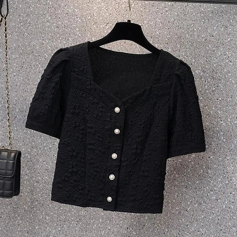 Spring Summer ort Sve Sweet Sle Pure Color Women's irt Slim Fit Chiffon Cardigan irt Fre Sle Small ence