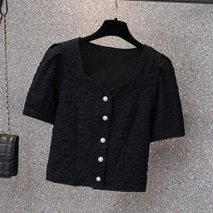 Spring Summer ort Sve Sweet Sle Pure Color Women's irt Slim Fit Chiffon Cardigan irt Fre Sle Small ence