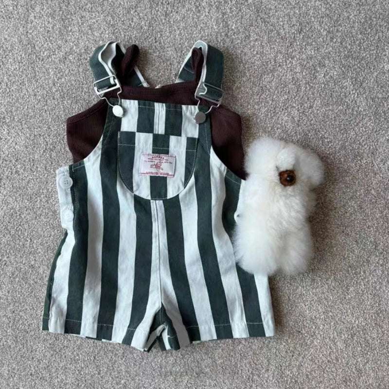 HY2621 Korean Style Infant Toddler Clothing Boys Girls Summer Fashion Washed Overalls Short Pants Korean Version Casual Trousers