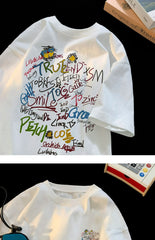 ex Pure Cotton ort Sve T-irt fiti Letter Print Casual Faionable UV Protection Coating Tag Removed Clothing