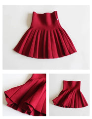 Baby Girls Knit Skirt Autumn Winter Princess Pleated Children School High Waist Mini Tutu Skirts Kids Clothing