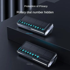 1PC Solar Car Phone Number Plate Led Lighting Temporary Parking Card Hidden Plates Car Park Stop Multiple Number Parking Gadgets