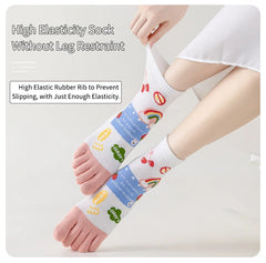 3 Pairs of Women's Four-season Mid-tube Fruit Letter Slogan Bear Cute and Sweet Girl Fashion Cotton Five-toe Socks