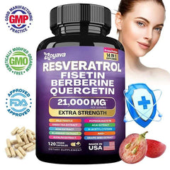 Resveratrol Supplement - Rich in NAD+ Milk Thistle, Berberine, Supports Immune System, Brain Function & Memory, Digestive Health