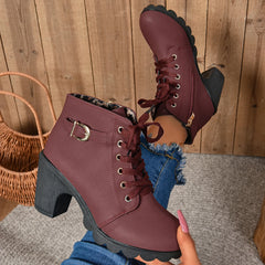 2024Women High Heel Ankle Boots Autumn Winter Booties Woman Fashion New Lady Shoes Brown Black Short Boot Female Botas De Mujer