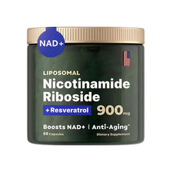مكمل NAD+ - كبسولات نيكوتيناميد ريبوسيد الليبوسومية مع ريسفيراترول وكيرسيتين لمكافحة الشيخوخة، وصحة الخلايا والجلد