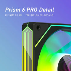مروحة تبريد هادئة للكمبيوتر ZEZZIO PRISM 6 PRO 120 مم ARGB للتحكم في درجة الحرارة PWM 5 فولت 3 سنون مرآة لا متناهية ثلاثية الجوانب