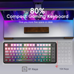 2025 New HXSJ L400 81-key 3 mode gaming wireless keyboard ergonomic Rgb backlit portable membrane keyboard wireless for laptop