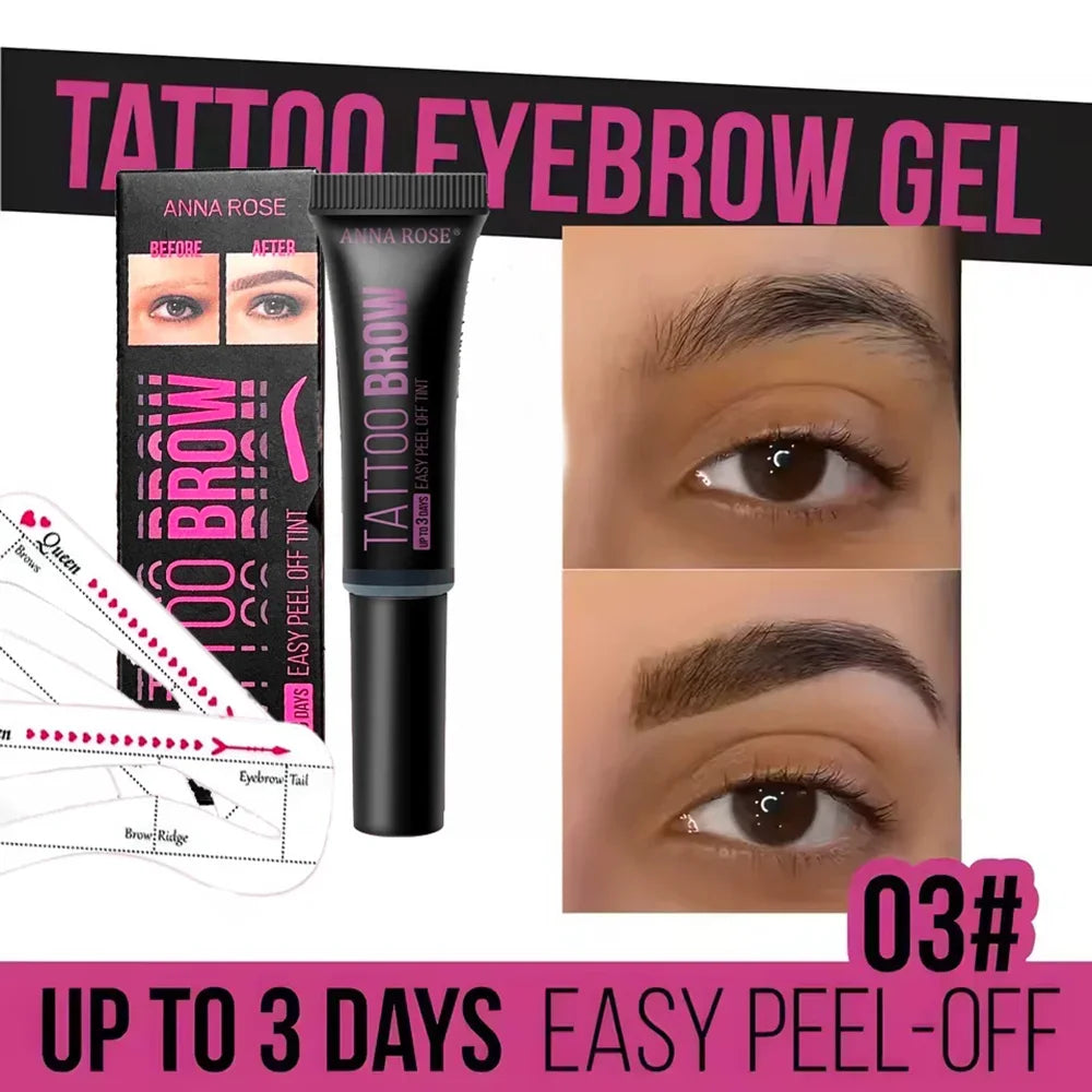 3D Peel-Off Eyebrow Gel Tint, Waterproof Tattoo Cream, Long-Lasting Dye, Natural Brow Shaping, Unisex, Safe for All Skin Types