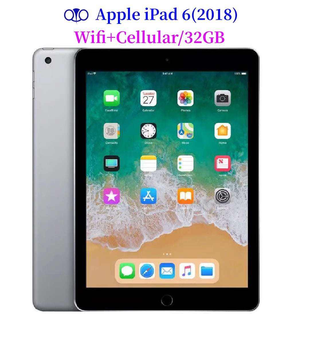 Original Unlocked Apple iPad 9.7'' 2018 iPad 6th Gen Wifi+Cellular 32GB 9.7'' A10 Fusion IPS LCD iPad iOS 11.3 95% New Tablet
