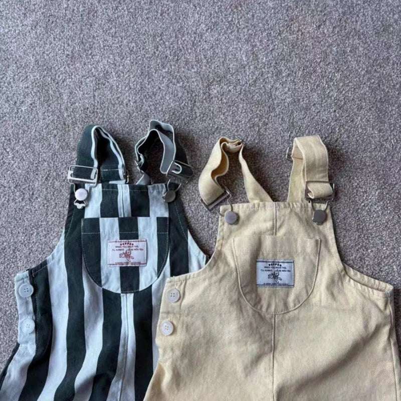 HY2621 Korean Style Infant Toddler Clothing Boys Girls Summer Fashion Washed Overalls Short Pants Korean Version Casual Trousers