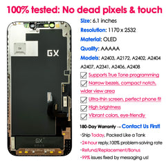 180days Warranty GX OLED For iPhone 12 12 Pro Screen Replacement Phone Mobile Display Touch Digitizer Assembly Repair Kit LCD