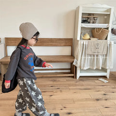 7030-1 Children Pants autumn boys and girls loose leg pants children harem cotton printed pants girl's pants