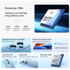 هاتف Xiaomi Redmi Note 12 Pro 5G الذكي العالمي بذاكرة قراءة فقط ROM ومعالج MTK Dimensity 1080 وشاشة OLED مقاس 6.6 بوصة وكاميرا 50 ميجابكسل وبطارية 5000 مللي أمبير في الساعة وشحن سريع 67 واط