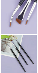 3pcs Eye Makeup Brush Ultra Fine Eyeliner Brush Set, Including Straight, Angled, Bent Tip, Suitable For Makeup