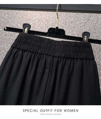 High Waist Straight Leg Elastic Women's Seven-Foot Pants Casual Outdoor Wear Summer Slimming Spor Wide Leg orts