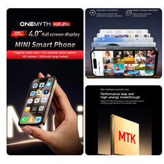 【العرض الأول عالميًا】هاتف ONEMYTH M17 Pro Mini الذكي بشبكة 4G ثنائي الشريحة ومتجر Play وشاشة عالية الدقة 4.0 بوصة وبطارية 2000 مللي أمبير في الساعة وذاكرة 2 جيجابايت + 16 جيجابايت ونظام تشغيل Android 12.0