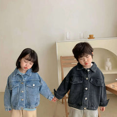 6704-1 Children's Denim Jacket Spring and Autumn Korean Girl's Denim Jacket Casual Loose Boy's Coat Cardigan.