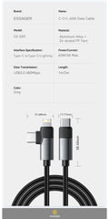Essager PD 65W Max 2 in 1 Type C to Type C and Lightning For Samsung Xiaomi IPhone 14 13 12 11 Pro Max Xs Plus Data Cable