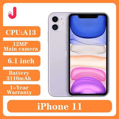 هاتف iPhone 11 الأصلي غير مقفول 64GB/128GB/256GB 3110mAh A13 شاشة LCD 6.1 بوصة IOS LTE 4G هاتف محمول iphone11