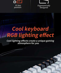 MUCAI MK61 RGB Backlit Gaming Mechanical Keyboard 61-Key Red Switch Wired Detachable Cable USB Interface Hot Swappable
