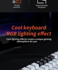 لوحة مفاتيح ميكانيكية للألعاب MUCAI MK61 بإضاءة خلفية RGB و61 مفتاحًا ومفتاح أحمر وكابل سلكي قابل للفصل وواجهة USB قابلة للتبديل السريع