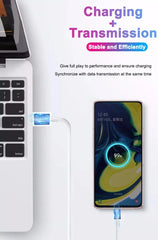 كابل بيانات USB C فائق السرعة PD 45 واط من قطعتين لهاتف Samsung Galaxy S20 S21 S22 S23 Ultra Note 10 5G 20 A53 A54