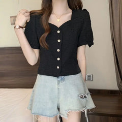 Spring Summer ort Sve Sweet Sle Pure Color Women's irt Slim Fit Chiffon Cardigan irt Fre Sle Small ence
