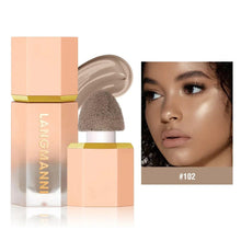 LANGMANNI liquid contour concealer bottle with sponge applicator; swatch #102