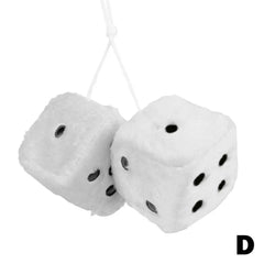 1Kit Fuzzy Plush Dice with Dots Retro Square Plush Hanging Mirror Fuzzy Dices Kid Toys For Pink Car Interior Ornament Decoration