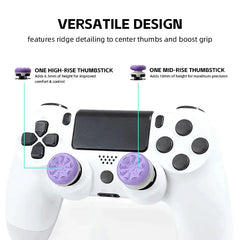 قطعتان من أغطية تمديد قبضة اليد لجهاز تحكم الألعاب PS4 PS5 ولوحة الألعاب وعصا الإبهام وأغطية عالية/منخفضة الارتفاع لجهاز بلاي ستيشن 4 5