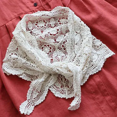Women Shrugs Lace Hollow Out Female Summer Casual All-match Shawls Simple Scarf-collar Sleeveless Knitted Tops Korean Style Chic