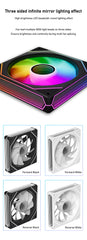 مروحة تبريد هادئة للكمبيوتر ZEZZIO PRISM 6 PRO 120 مم ARGB للتحكم في درجة الحرارة PWM 5 فولت 3 سنون مرآة لا متناهية ثلاثية الجوانب
