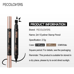 2 in1 Eyeliner Stamp Pencil, Double-ended and 3 Color, Fine Eyeline & Wink Stamp Original, Waterproof and Easy To Remove