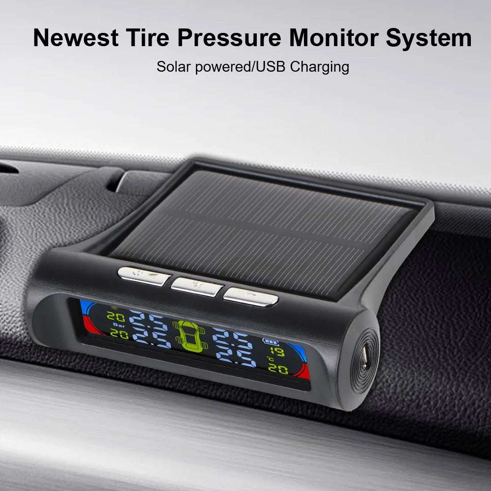 Tire Pressure Monitoring System Temperature Warning New C External Battery Version Sensors Solar TPMS Car Tyre Pressure Monitor