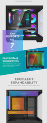 حافظة كمبيوتر Aigo 275P بغرفة مطلة على البحر وكمبيوتر ألعاب مكتبي M-ATX ولوحة أم ITX وخزانة ألعاب كمبيوتر من الزجاج المقسّى على الوجهين