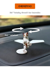 Funny Car Interior Decoration Ornaments Cute Cat 360 ° Rotating Airplane Auto Dashboard Decoration Gadgets For Car Accessories
