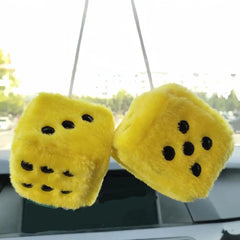 1Kit Fuzzy Plush Dice with Dots Retro Square Plush Hanging Mirror Fuzzy Dices Kid Toys For Pink Car Interior Ornament Decoration