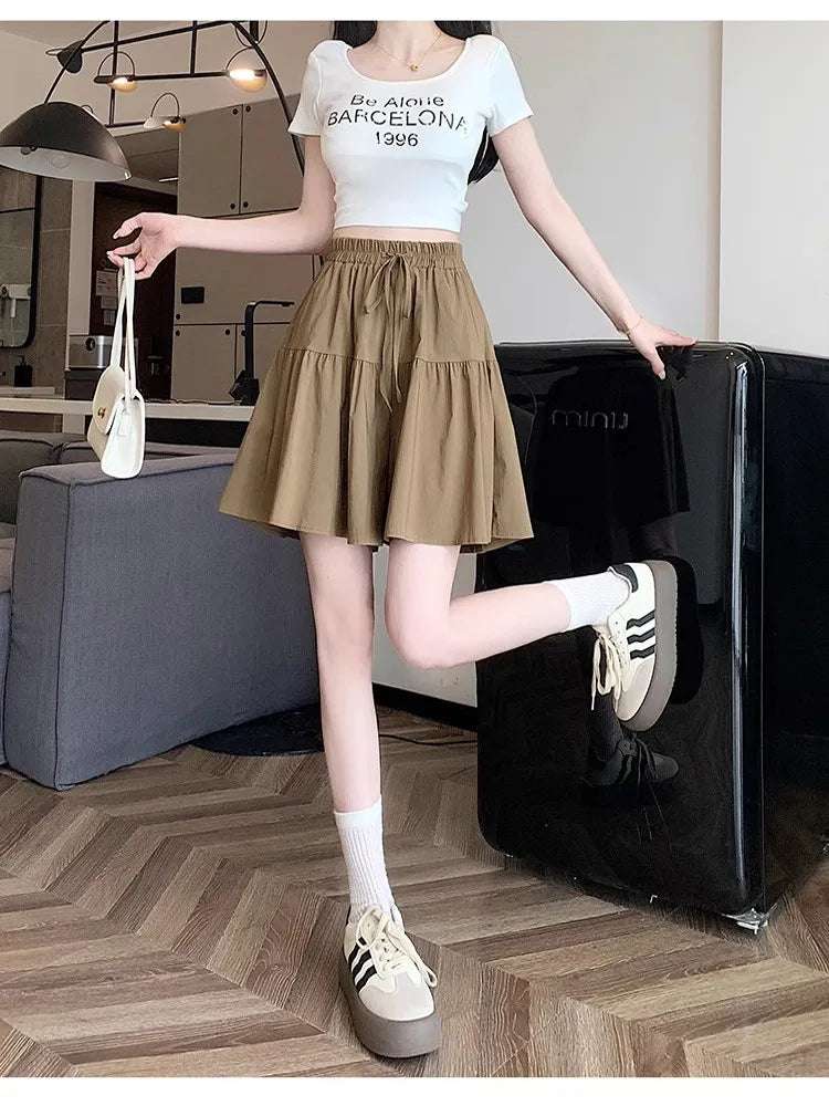 Ice Silk Thin Breathable Large Size Slimming Wide Leg Five-Quarter Pants Women Summer High Waist Qui Dry orts Casual Pant...