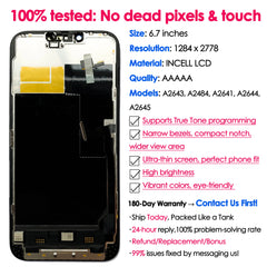 180days Warranty RJ INCELL LCD For iPhone 13 Pro Max Screen Replacement Phone Mobile Display Touch Digitizer Assembly Repair Kit