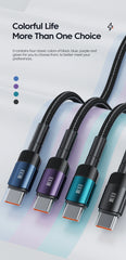 كابل Toocki 100 واط من النوع C إلى USB C بتقنية PD 3.0 للشحن السريع 4.0 من النوع C إلى النوع C لأجهزة iPhone 15 وMacbook وSamsung وXiaomi