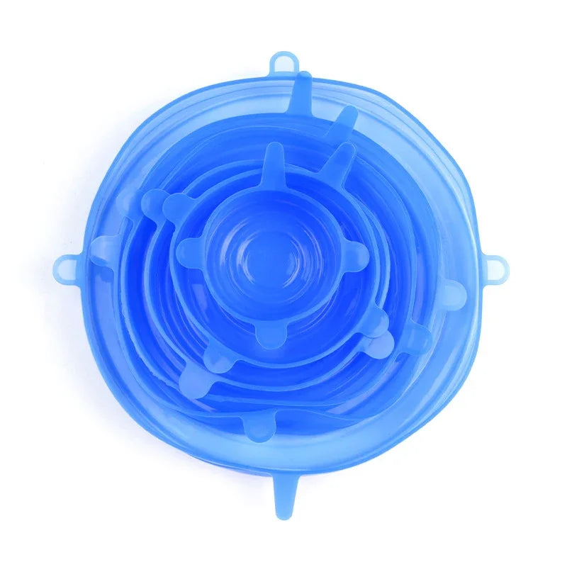 6Pcs Silicone Stretch Lids, Food Bowl Covers, Reusable Food Saving Covers, Retractable Multifunctional Fresh-keeping Lid