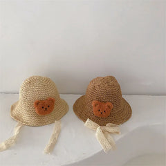 Fashion Lace Baby Hat Summer Straw Bow Baby Girl Cap Beach Children Panama Hat Princess Baby Hats and Caps for Kids 1PC