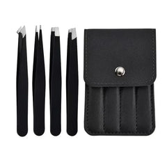 Black Eyebrow Tweezers Stainless Steel Slant Tip Hair Removal Makeup Tool Kit Eyelashes Extension  Double Eyelid  Application