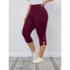 Plus Size S-8XL Women's High Waisted and High Elastic Tight Pants Summer Hollow Out Solid Color Elegant Yoga Pants Cropped Pants