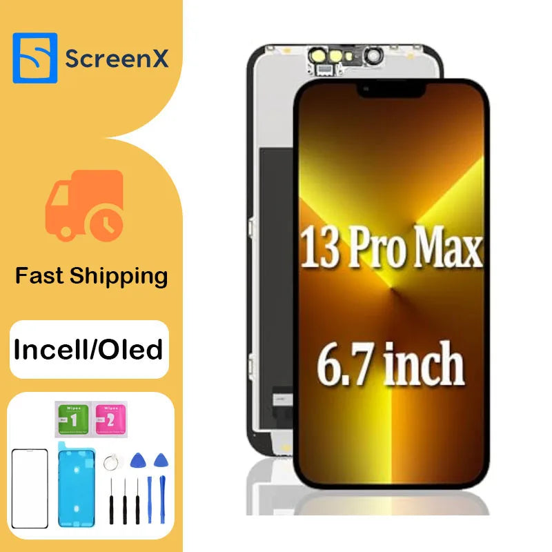 شاشة بديلة لهاتف iPhone 13 Pro Max مقاس 6.7 بوصة شاشة LCD ثلاثية الأبعاد تعمل باللمس مع إطار محول رقمي تجميع كامل