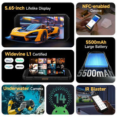 Armor X32 Pro 5G Rugged Phone Android  Waterproof Smartphone Up to 16GB RAM 256GB ROM  5.65”Dimensity 6300 NFC Mobile Phone