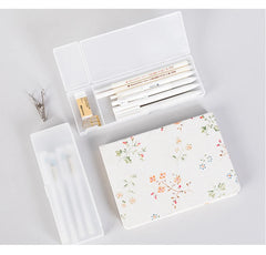 2023 Pencil Cases Pens Storage School Office Simple Matte Transparent Plastic Box Frosted White Stationery Supplies